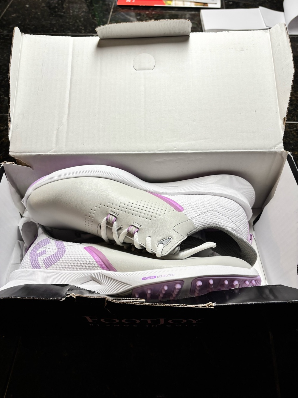 FootJoy Women's White and Lavender Athletic Golf Shoes
